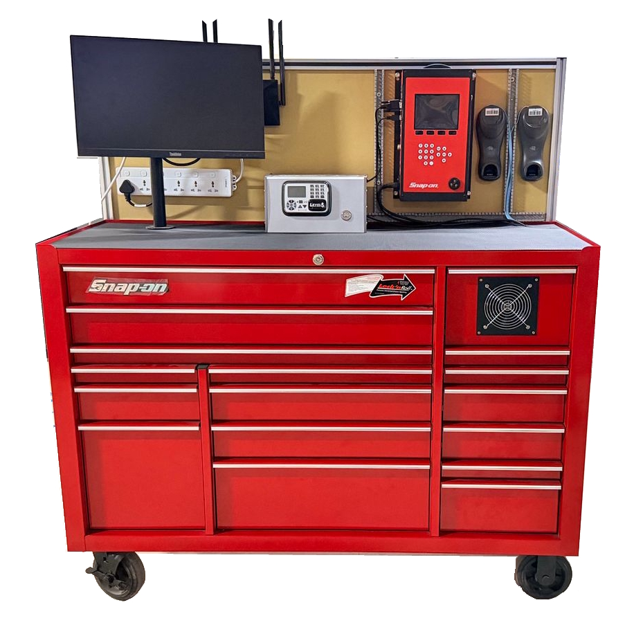 Mobile controller trolley moved to the work area